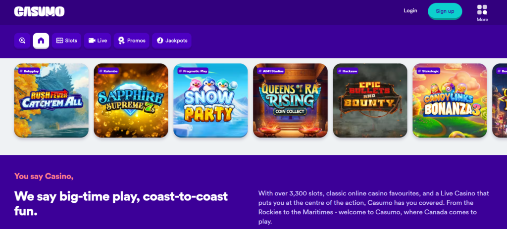 Casumo Canada — MGA licensed Interac casino welcome bonus C$1000