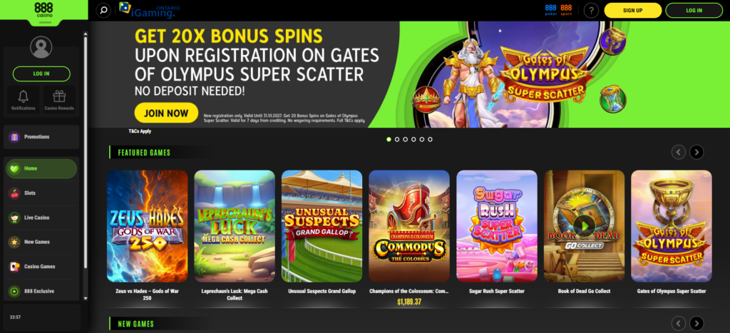 888 Casino Canada — Interac casino bonus code WELCOMEON C$1000