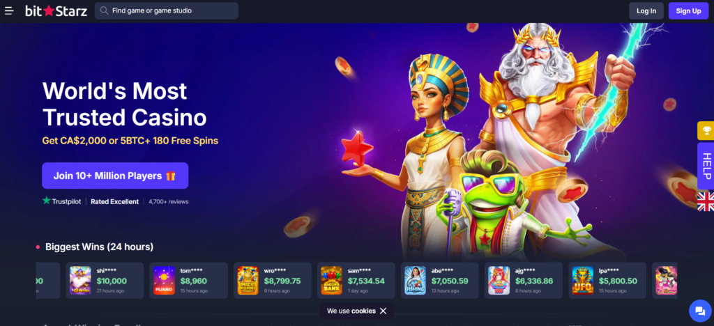 BitStarz Canada welcome bonus 100% up to C$2000 or 5 BTC plus 180 free spins