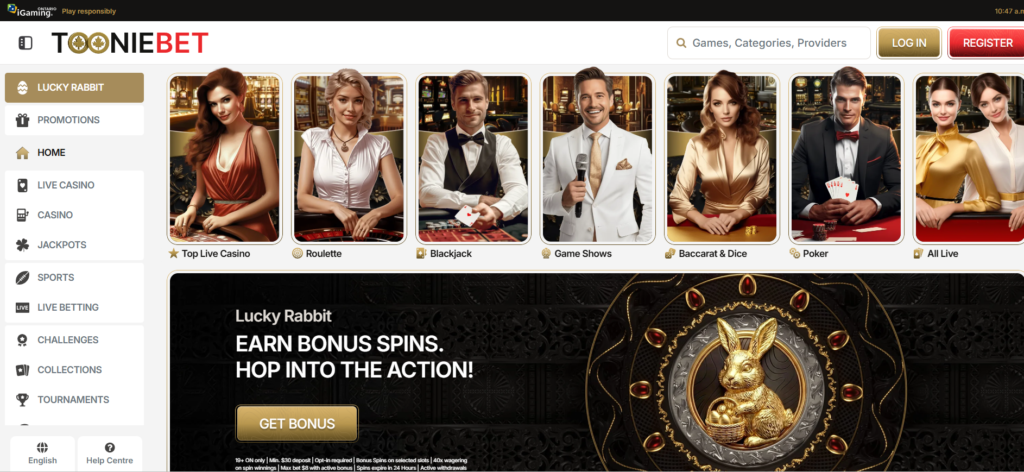 ToonieBet mobile browser casino Canada welcome bonus 100% up to C$1800 plus 200 free spins