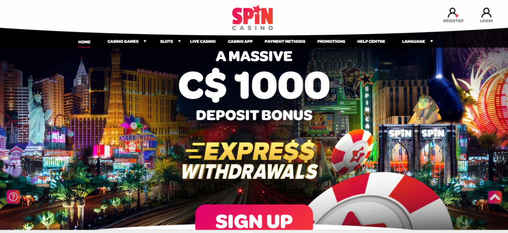 Spin Casino Canada — Interac e-Transfer deposit welcome bonus C$1000