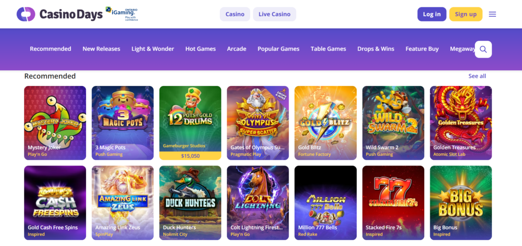 Casino Days mobile casino Canada welcome bonus 100% up to C$2000 plus 100 free spins