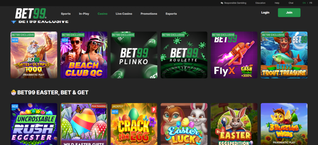 Bet99 casino app Canada Google Play App Store welcome bonus 100% up to C$1000