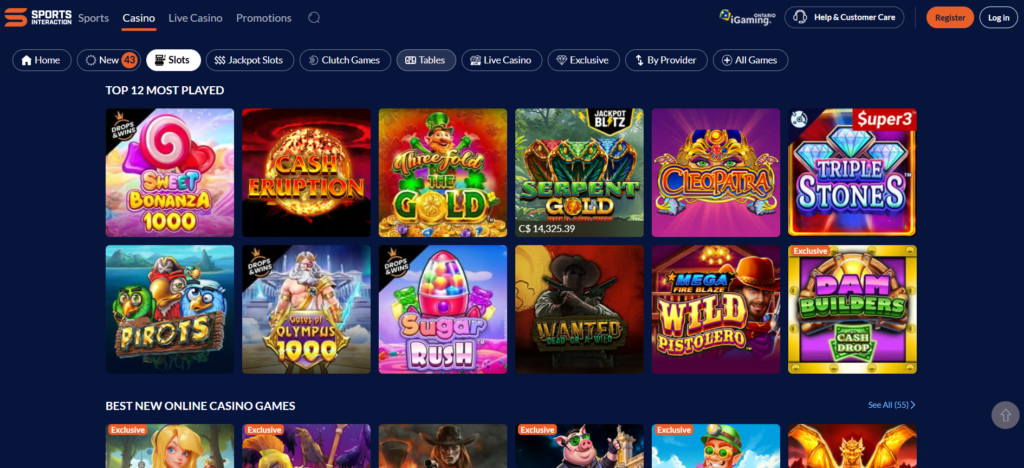 Sports Interaction mobile casino app Canada welcome bonus 100% up to C$3000