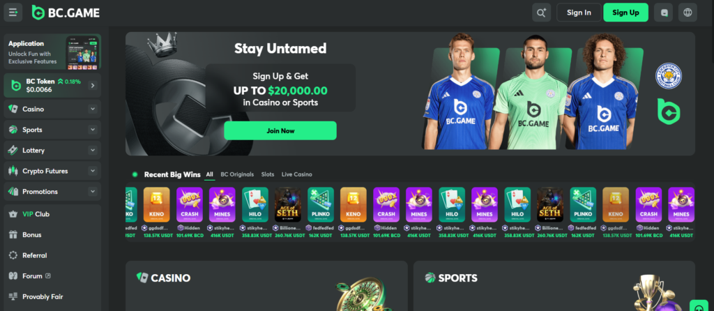 BC.Game crypto casino Canada provably fair Bitcoin 10000 games 40 cryptocurrencies 20x wagering